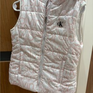 Calvin Klein Jeans Pink and White Puffer Vest